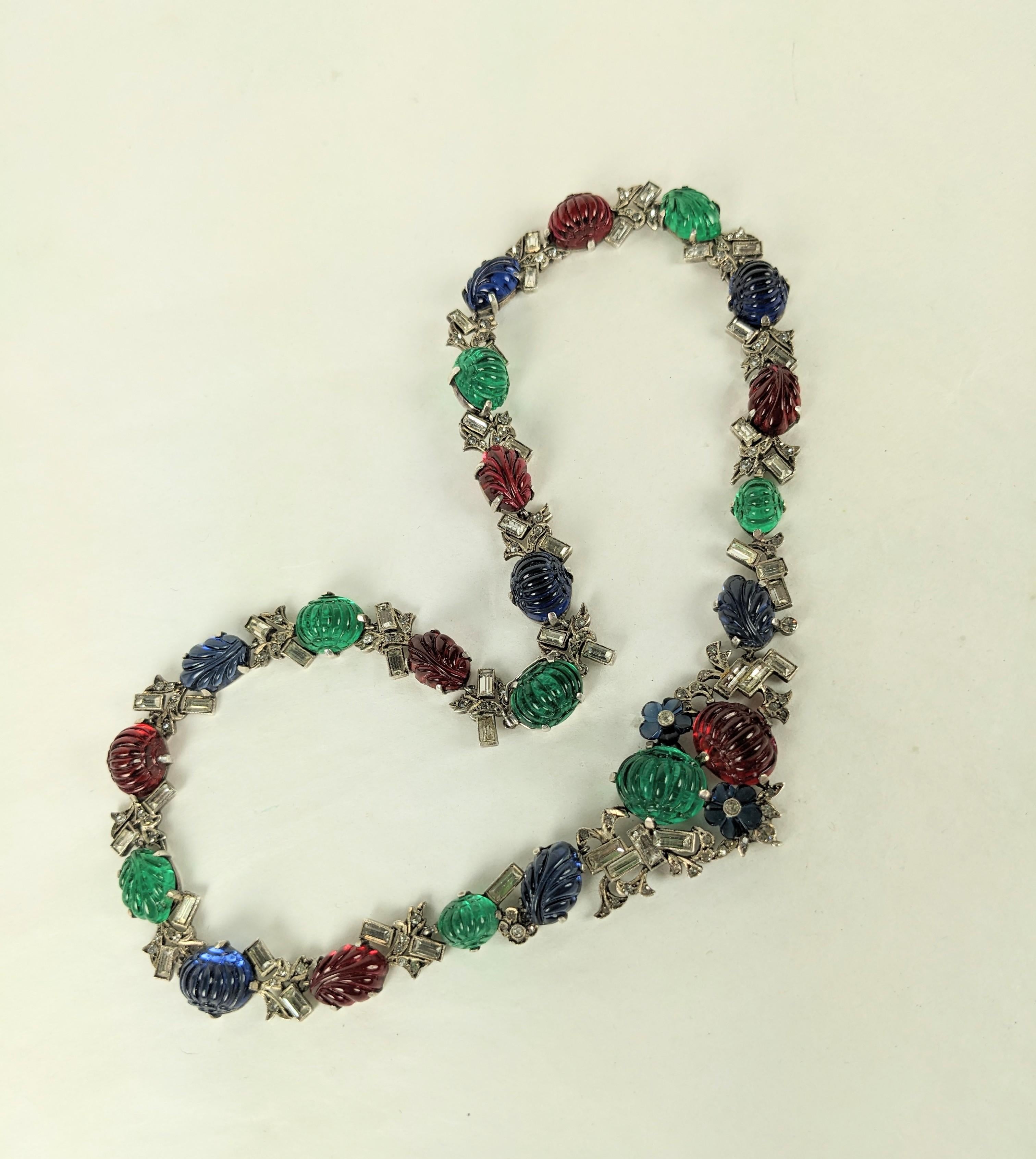 Exceptional German Art Deco Tutti Frutti Paste Necklace In Good Condition For Sale In New York, NY