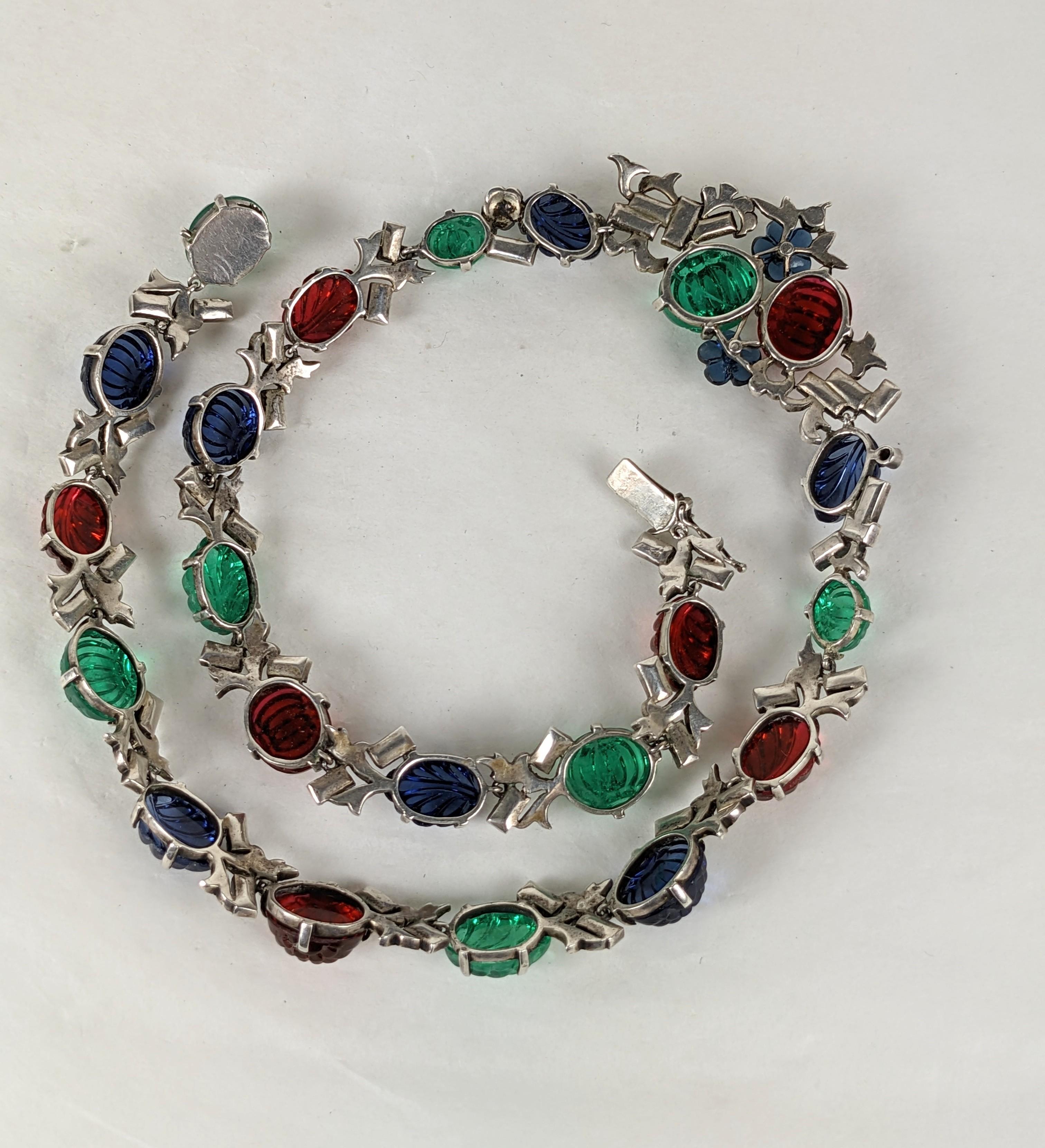 Exceptional German Art Deco Tutti Frutti Paste Necklace For Sale 2