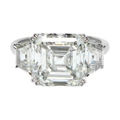 Exceptional GIA 5 Carat Asscher Cut Diamond Solitaire Ring 