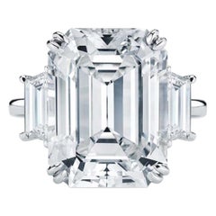 EXCEPTIONAL GIA Certified 10 Carat Emerald Cut Diamond Ring