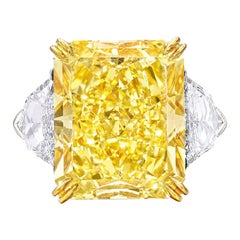 Exceptional GIA Certified 10.82 Carat Fancy Yellow Diamond Ring