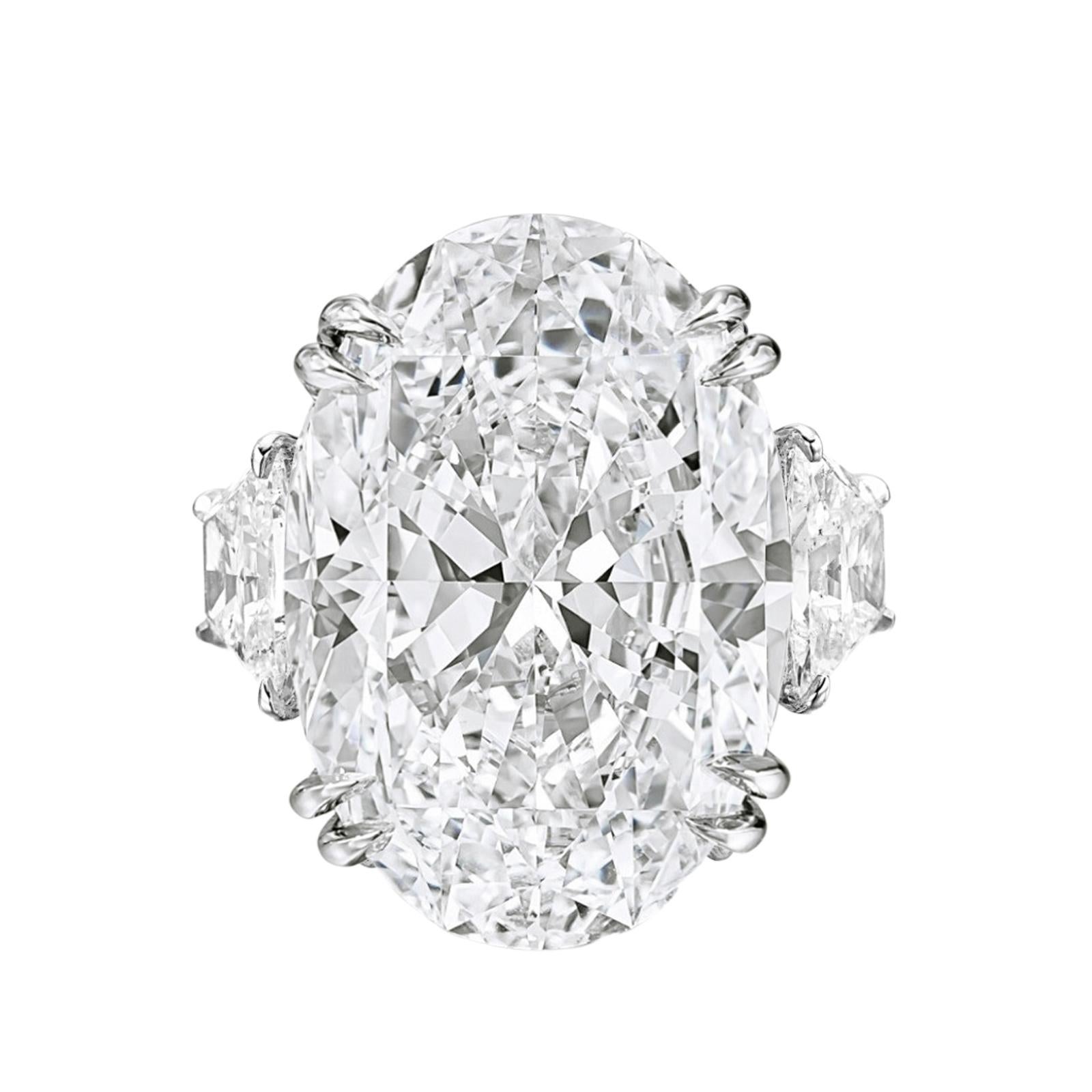 Außergewöhnliche GIA-zertifizierte 8  Ovaler Diamantring mit Karat Typ IIA Golconda-Typ (Zeitgenössisch) im Angebot