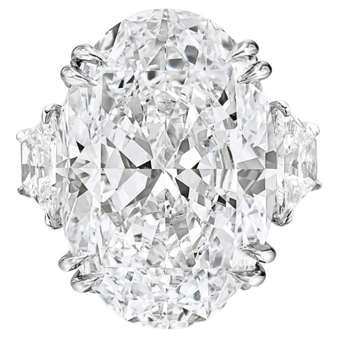 Exceptionnelle bague en platine avec diamant ovale de 8,05 carats certifié GIA