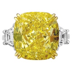 Außergewöhnlicher GIA-zertifizierter 12.45 Karat ausgefallener gelber Fancy-Diamantring