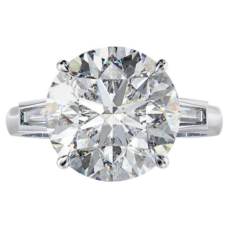 GIA Certified 12 Carat Round Diamond Ring E Color For Sale at 1stDibs