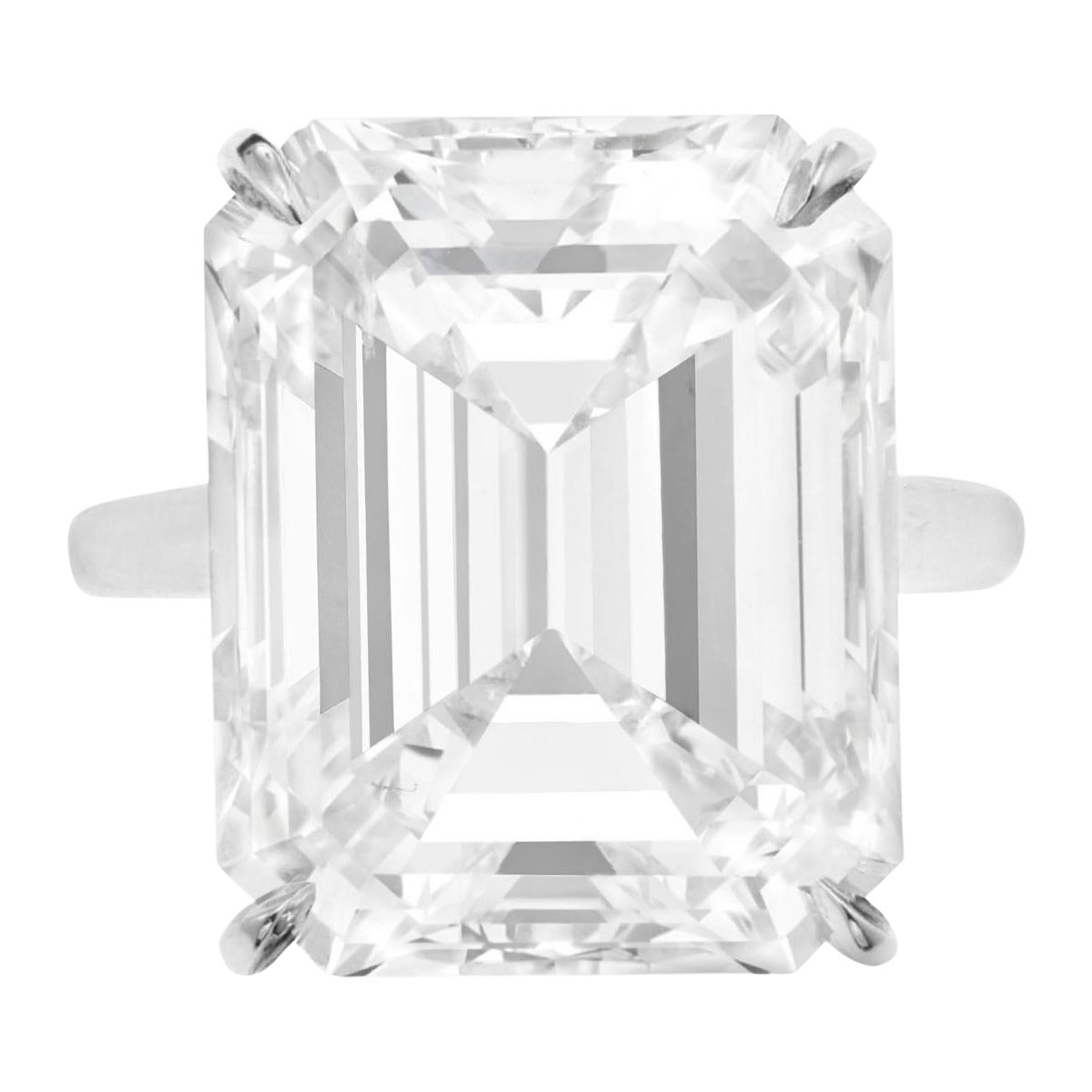 Exceptional GIA Certified 17 Carat Emerald Cut Diamond Platinum Ring For Sale