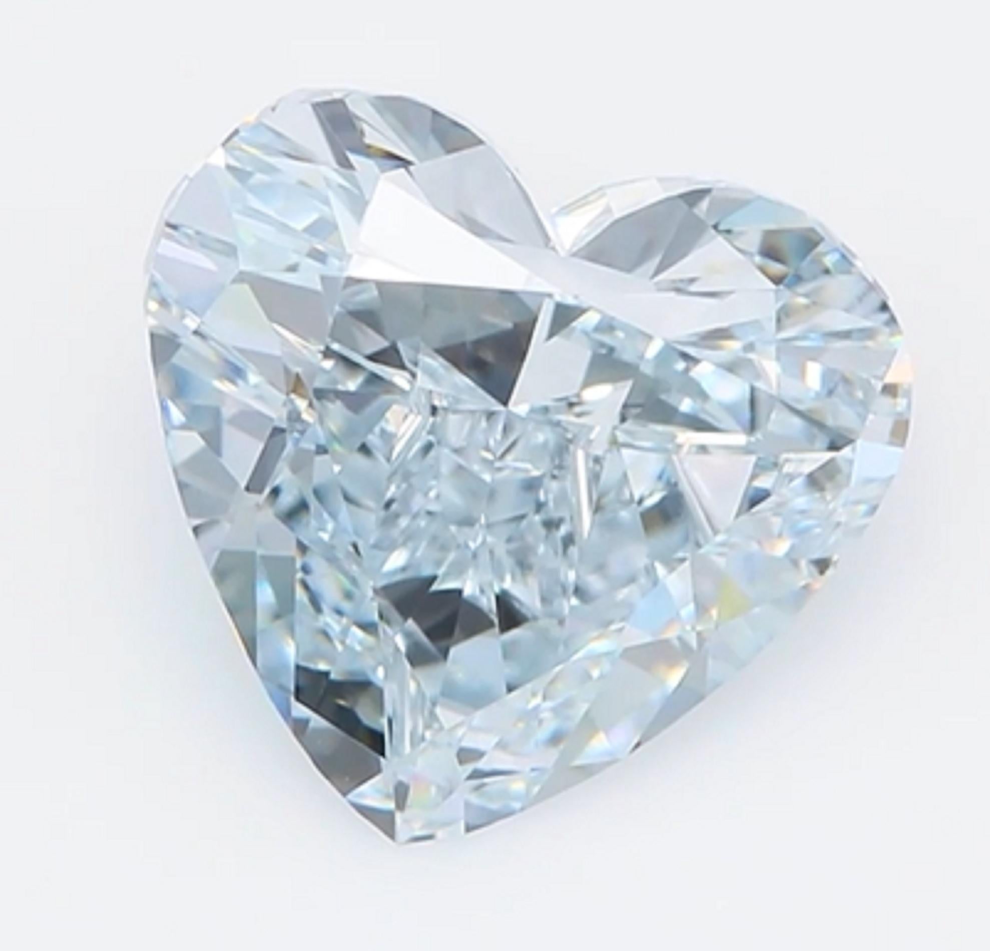EXCEPTIONAL GIA Certified 2 Carat Fancy Light Blue Heart Shape Diamond Platinum Ring