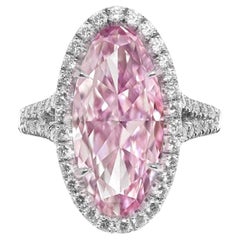 Exceptional GIA Certified 2 Carat Fancy Purplish Pink Oval Diamond Ring