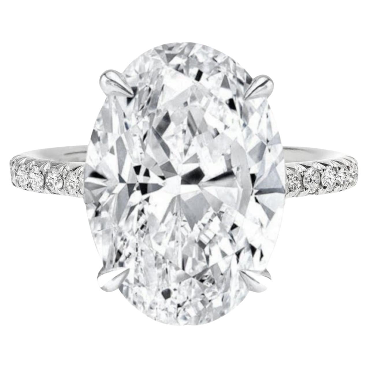 GIA Certified 2.55 Carat Total Oval and Half Moon Pave Diamond Platinum ...