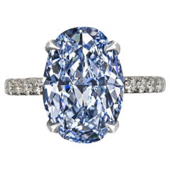 Exceptional GIA Certified 2 Carat Fancy Intense Blue Diamond Solitaire Ring
