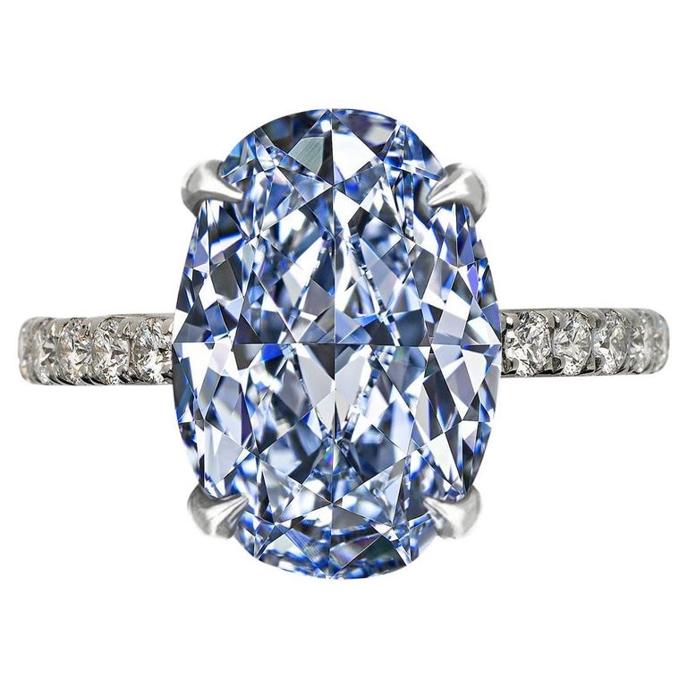 Exceptional GIA Certified 2 Carat Fancy Blue Diamond Solitaire Ring For ...