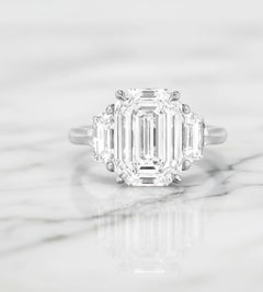Exceptional GIA Certified 3 Carat Emerald Cut Diamond Ring VVS