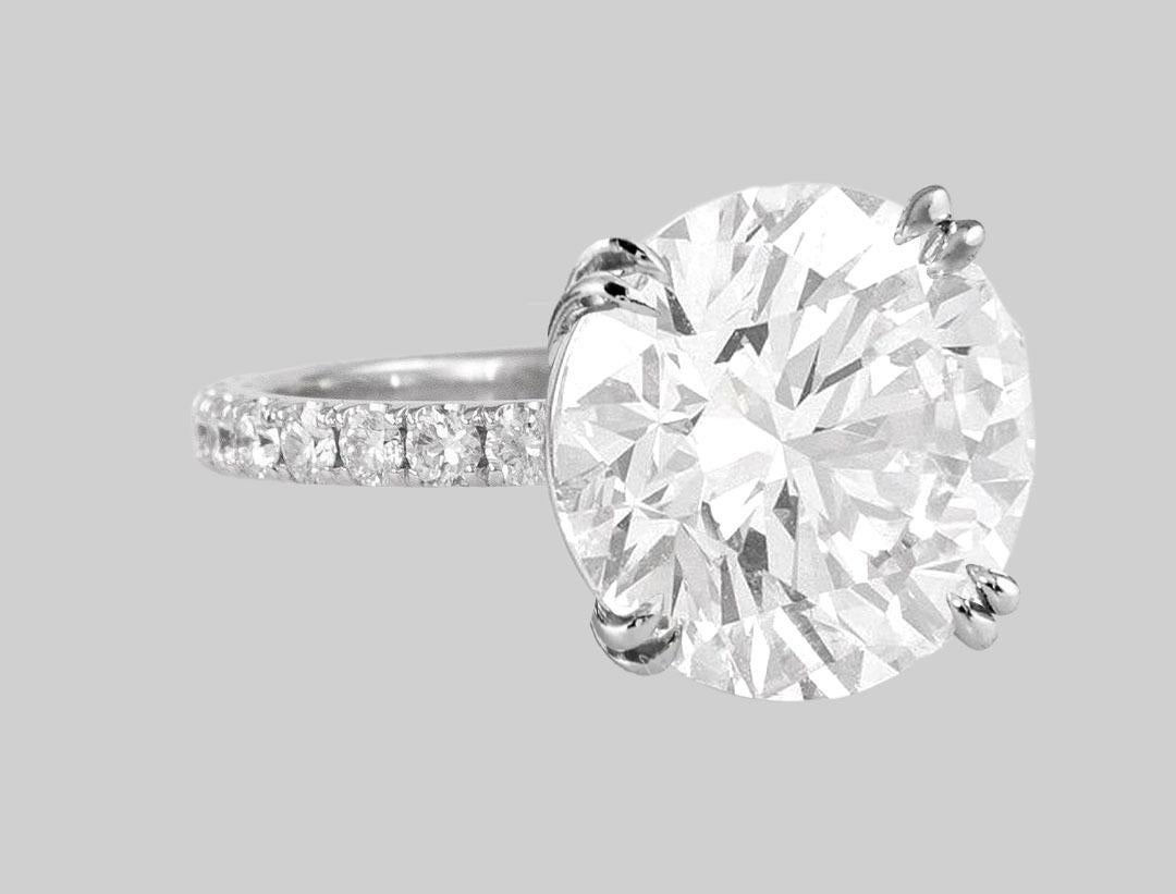 Round Cut Exceptional GIA Certified 3 Carat Round Brilliant Cut Diamond Ring  For Sale