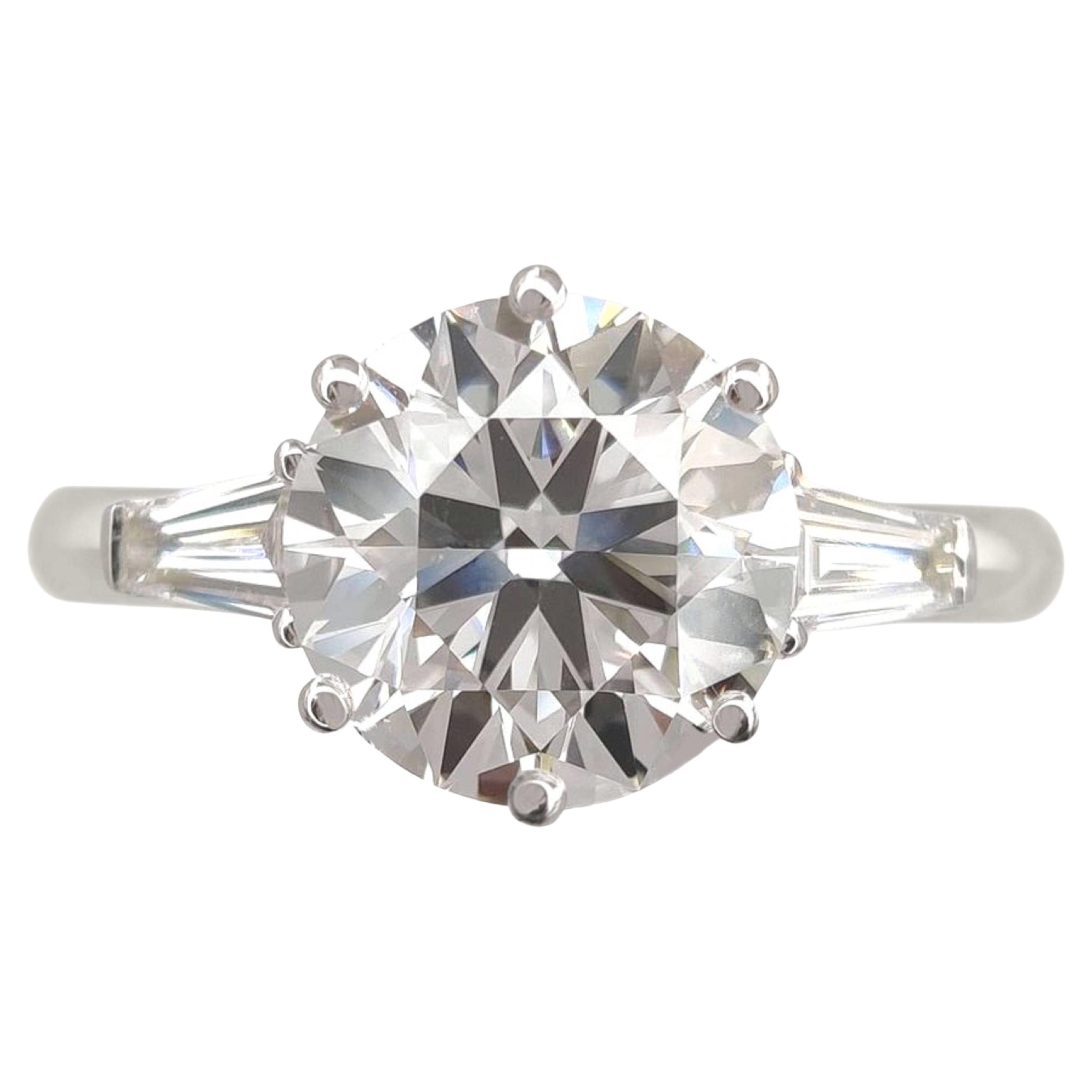 Exceptional GIA Certified 3 Carat Round Brilliant Cut Diamond Solitaire Ring