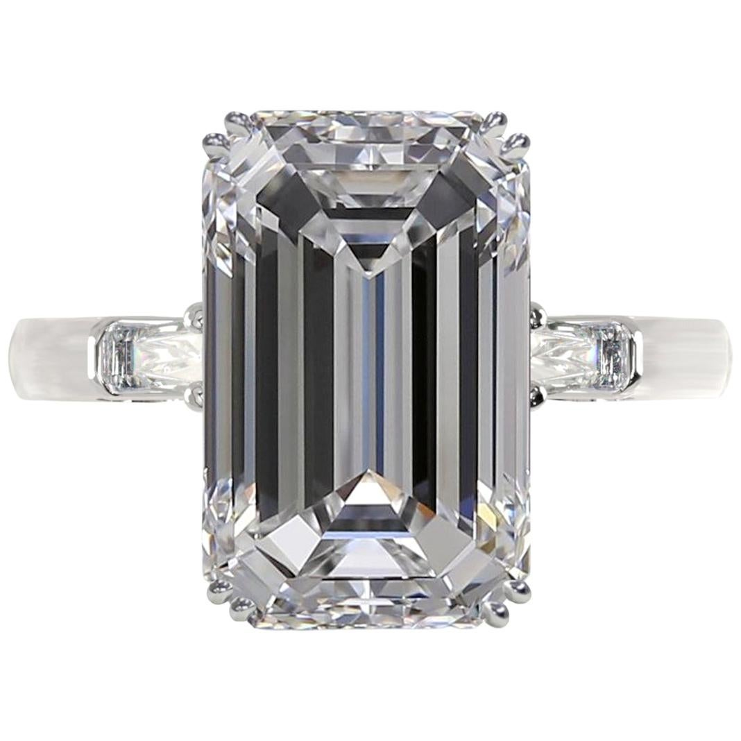 Exceptional GIA Certified 3 Carat Emerald Cut Diamond Ring