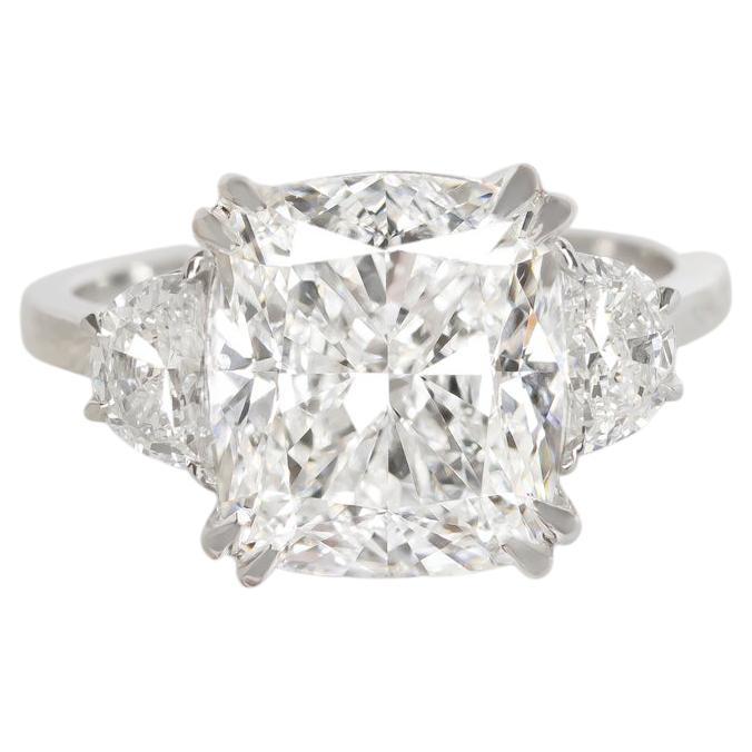 Exceptional GIA Certified 4 Carat Cushion Cut Diamond Ring 