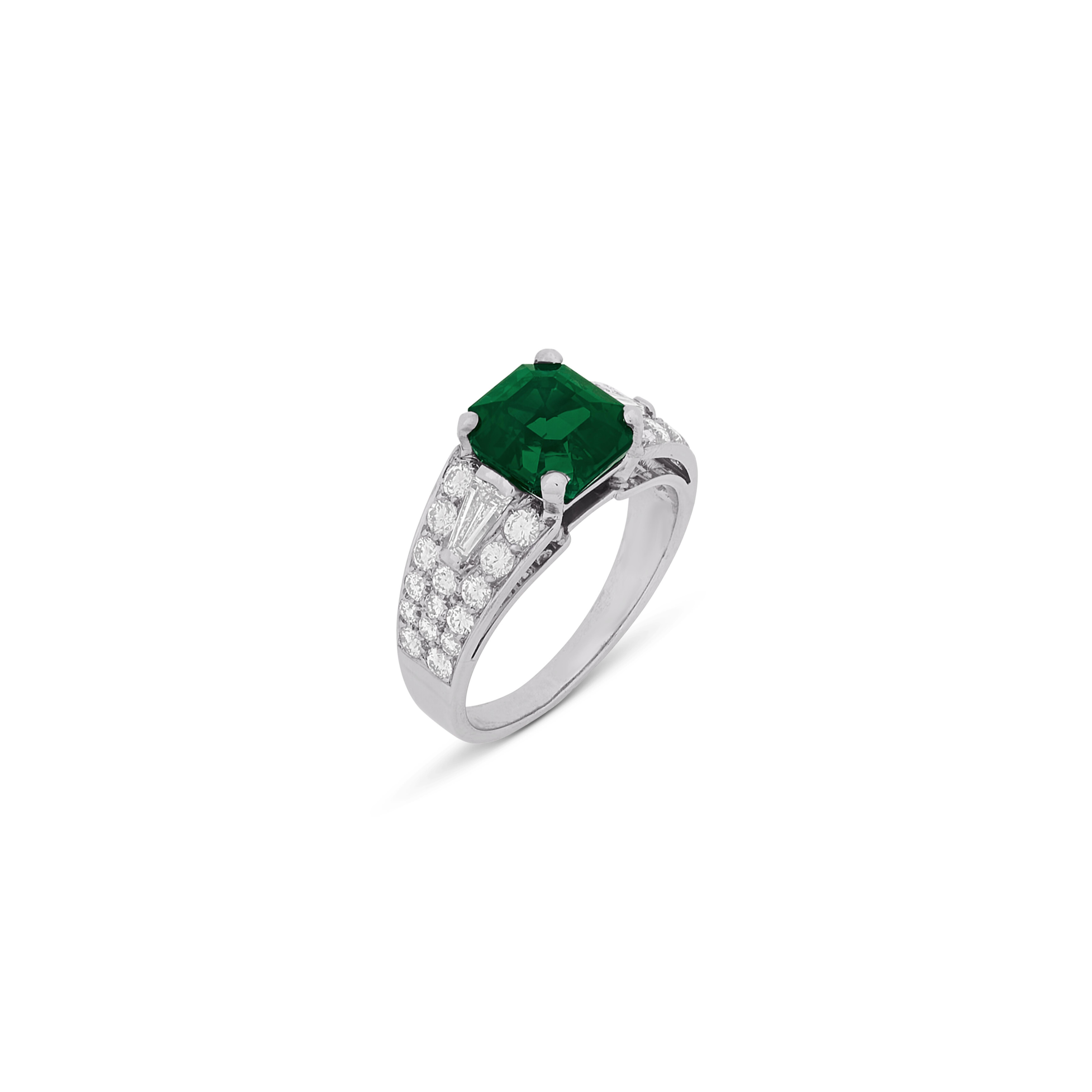 Modern EXCEPTIONAL GIA Certified 3.98 Carat Minor Oil Emerald Diamond Ring For Sale