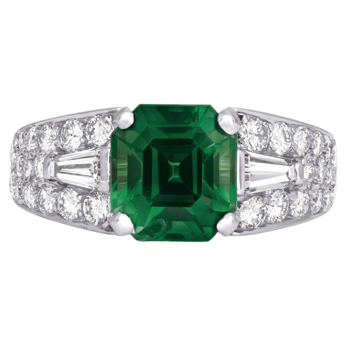 EXCEPTIONAL GIA Certified 3.98 Carat Minor Oil Emerald Diamond Ring