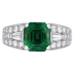 Außergewöhnlicher GIA-zertifizierter 3,98 Karat kleiner Öl-Smaragd-Diamant-Ring