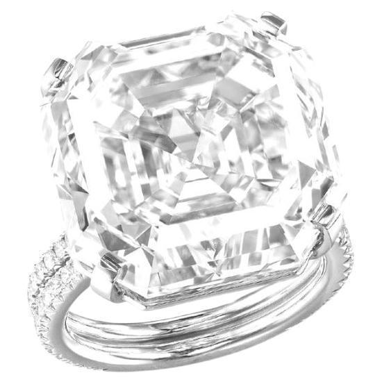 EXCEPTIONAL GIA Certified 4 Carat Asscher Cut Double pave ring D COLOR VS
