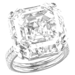 EXCEPCIONAL GIA Certificado de 4 quilates Asscher Cut Doble anillo de pavé D COLOR VS
