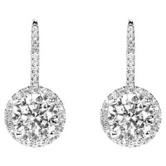 ECCEZIONALE Orecchini di diamanti rotondi penzolanti da 4 carati certificati GIA VVS1 FLAWLESS