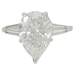 GIA Certified 4,00 Carat Flawless Pear Cut Solitaire Diamond Ring