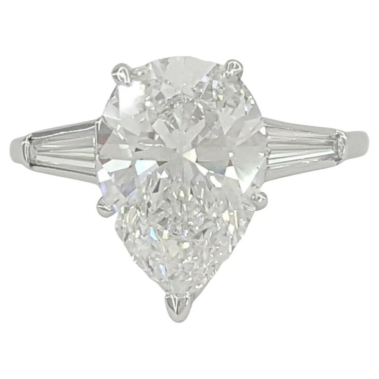 GIA Certified 4,00 Carat Flawless Pear Cut Solitaire Diamond Ring For ...
