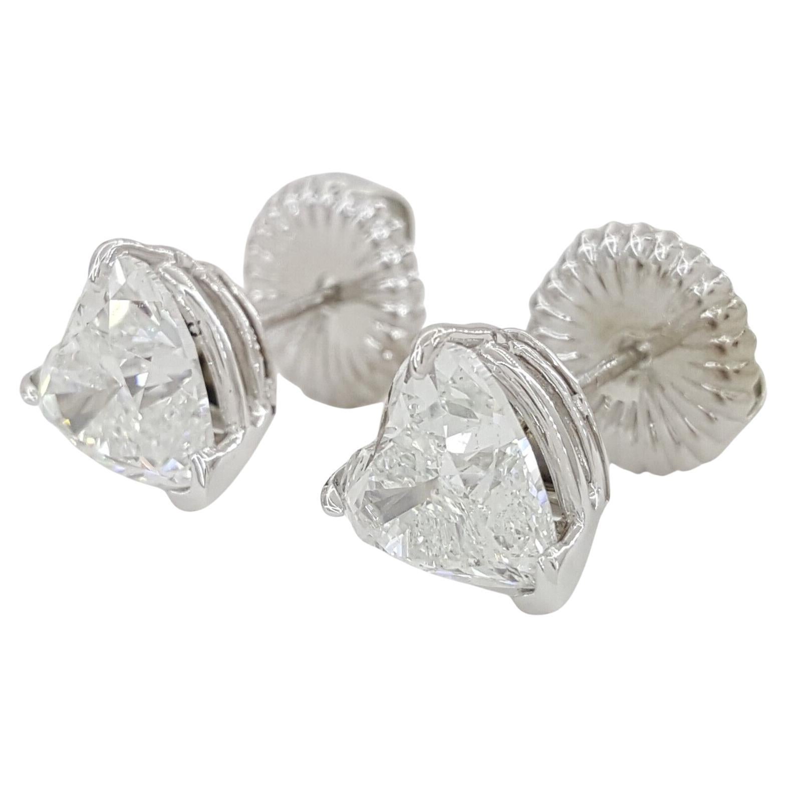 Heart Cut EXCEPTIONAL GIA Certified 4 Carat Heart Diamond Studs  For Sale