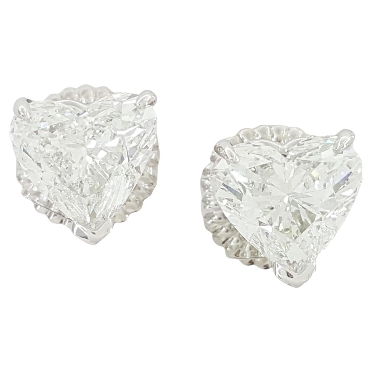 EXCEPTIONAL GIA Certified 4 Carat Heart Diamond Studs  For Sale