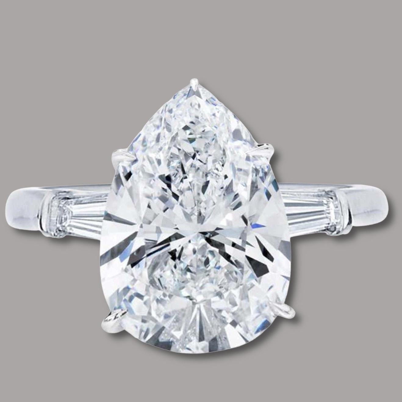 EXCEPTIONAL GIA Certified 4 Carat Pear Cut Diamond Ring 

Designer: Antinori
Material: 18k Gold
Shape: Pear
Weight: 4ct
Colour: F
Clarity: VS2

Ring Size: 6.5 (complimentary sizing available)
