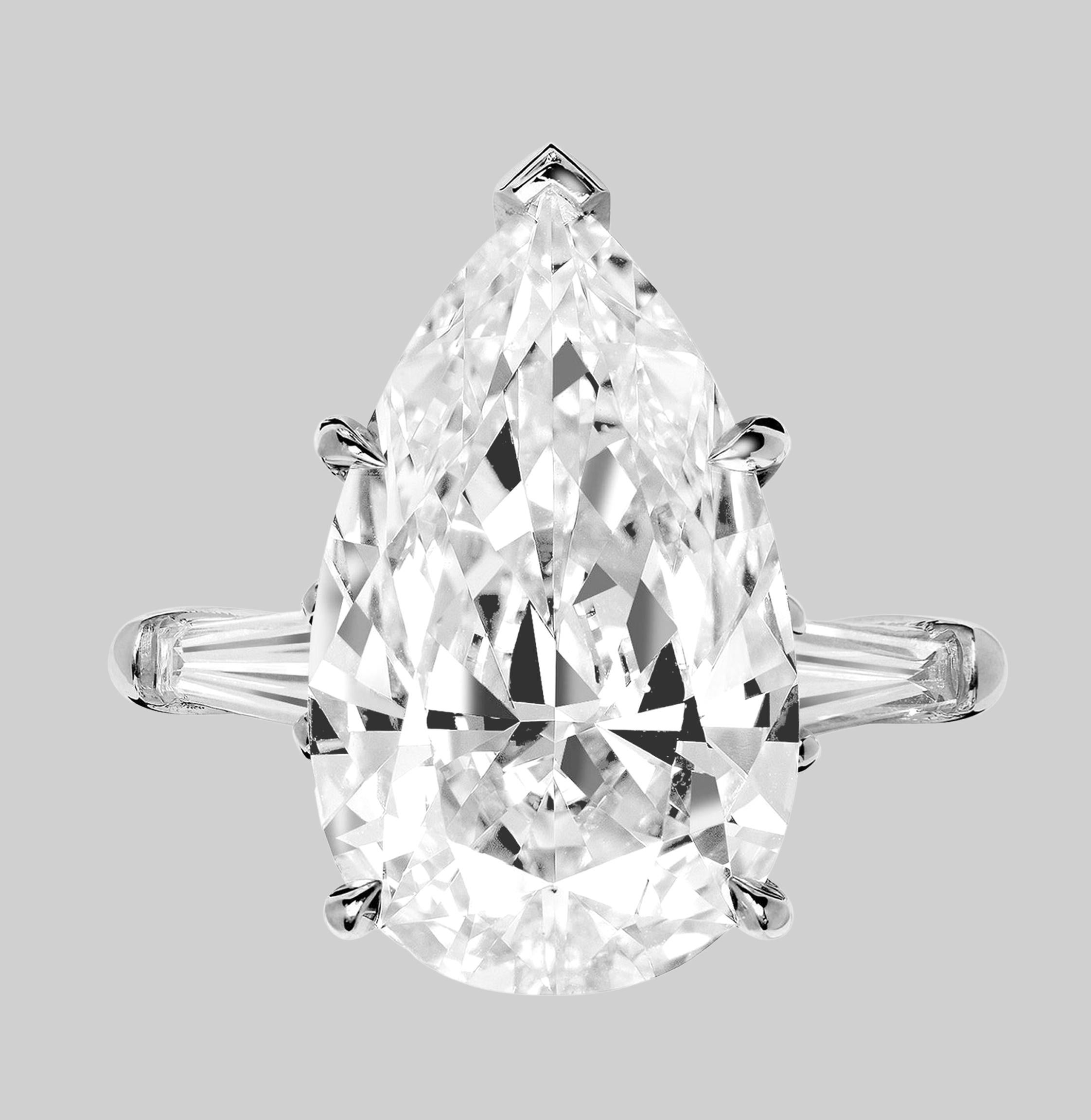 Exceptional GIA Certified 4 Carat Pear Cut Diamond Ring For Sale at ...
