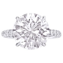 Exceptional GIA Certified 4 Carat Round Cut Diamond Ring F Color