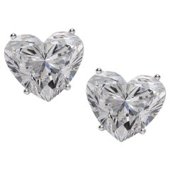 GIA Certified 4.01 Carat Heart Shape Diamond Studs