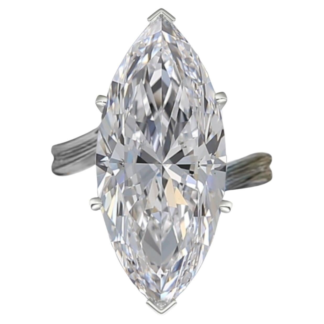 FLAWLESS Exceptional GIA Certified 4.20 Carat Marquise Natural Diamond Ring