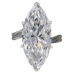 FLAWLESS Exceptional GIA Certified 4.20 Carat Marquise Natural Diamond Ring