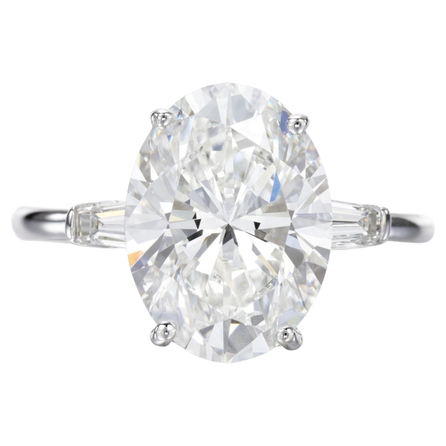 Exceptional GIA Certified 4.05 Carat Oval Diamond Ring