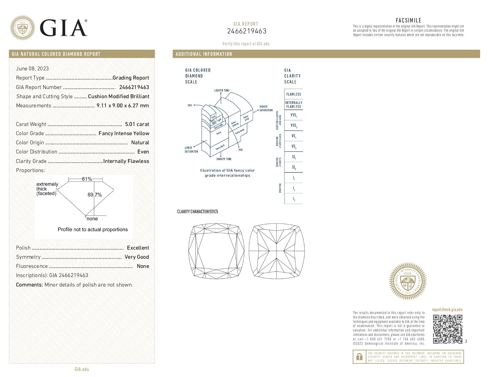 Exceptionnelle bague fantaisie en diamant jaune intense de 5 carats certifié GIA Neuf - En vente à Rome, IT
