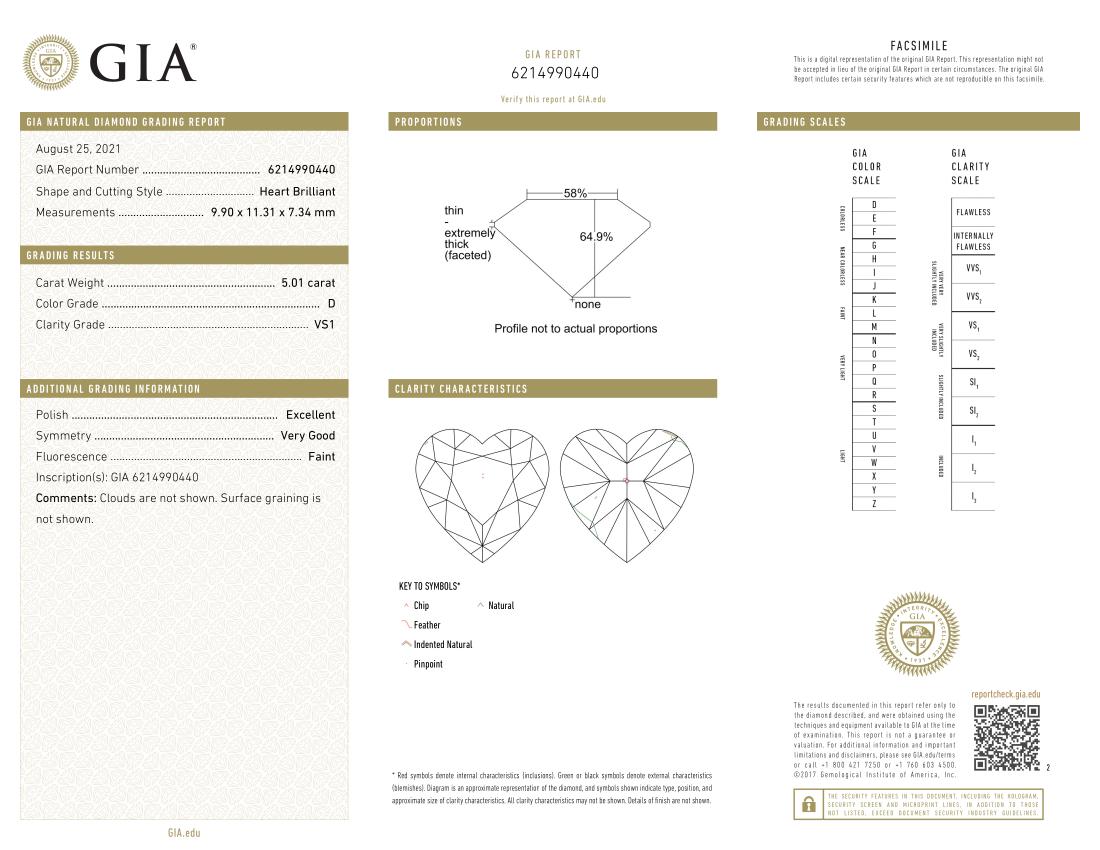 Taille cœur Exceptionnelle bague avec diamant en forme de cœur de 5 carats certifié GIA en vente