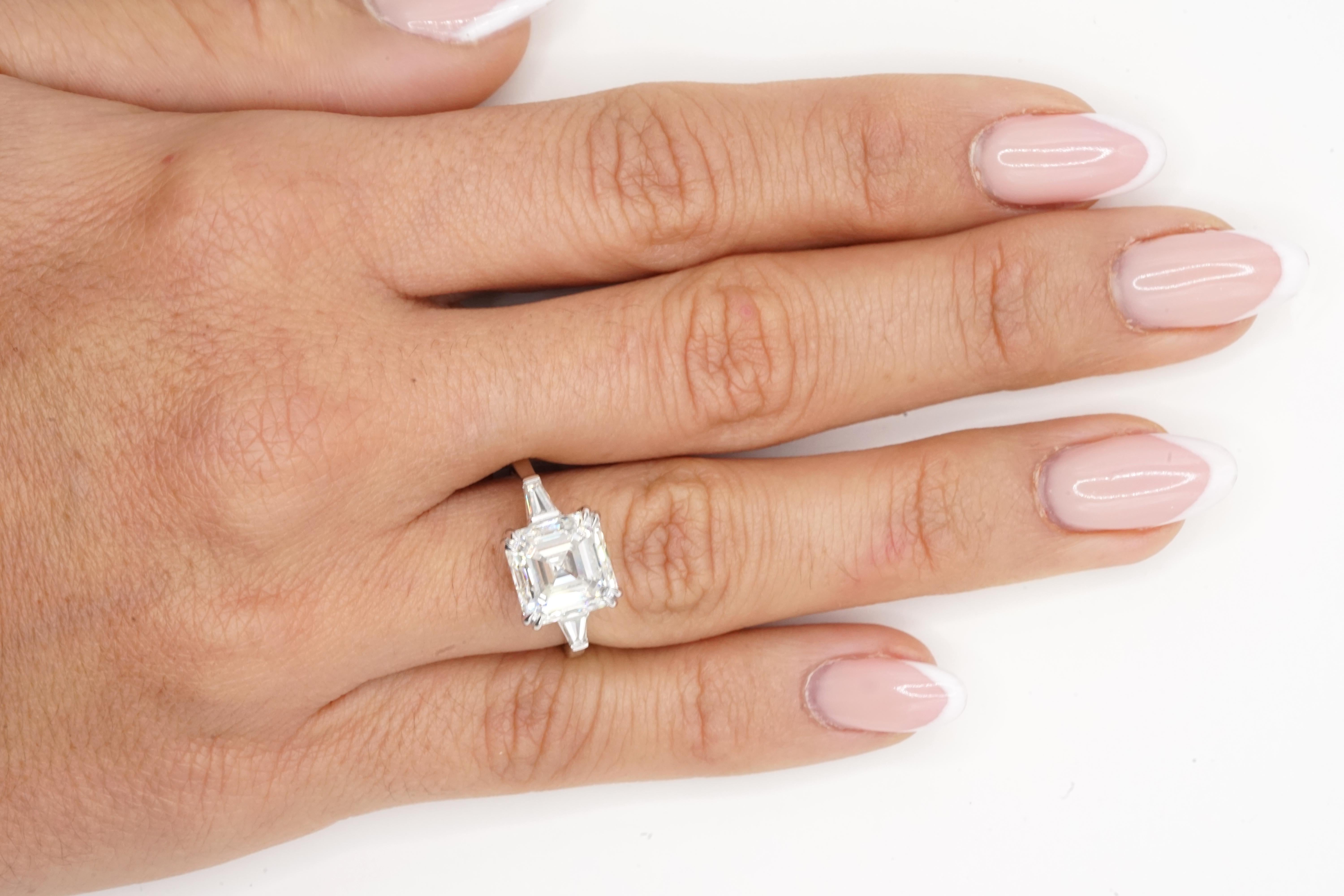 EXCEPTIONAL GIA Certified 5 Carat VS2 Asscher Cut Diamond Ring For Sale 2