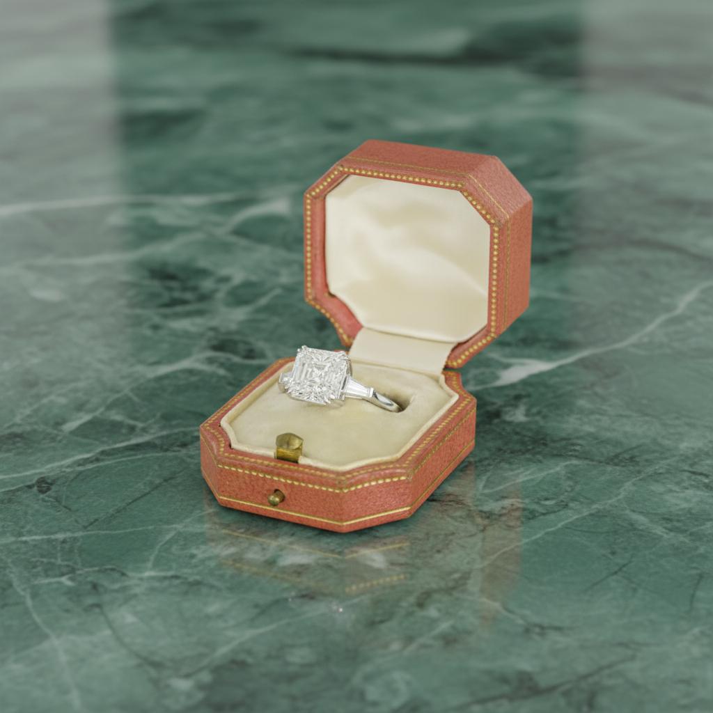 Taglio Asscher ECCEZIONALE anello con diamante taglio Asscher certificato GIA da 5 carati VS2 in vendita