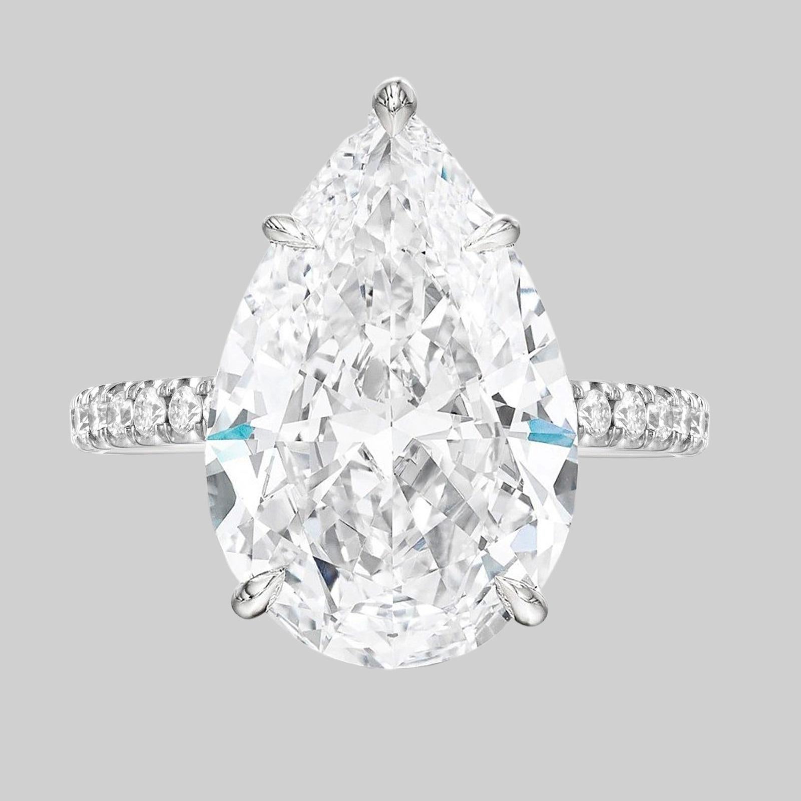 Exceptional GIA Certified 5.82 Type 2A Golconda Type Pear Cut Diamond Ring For Sale at 1stDibs