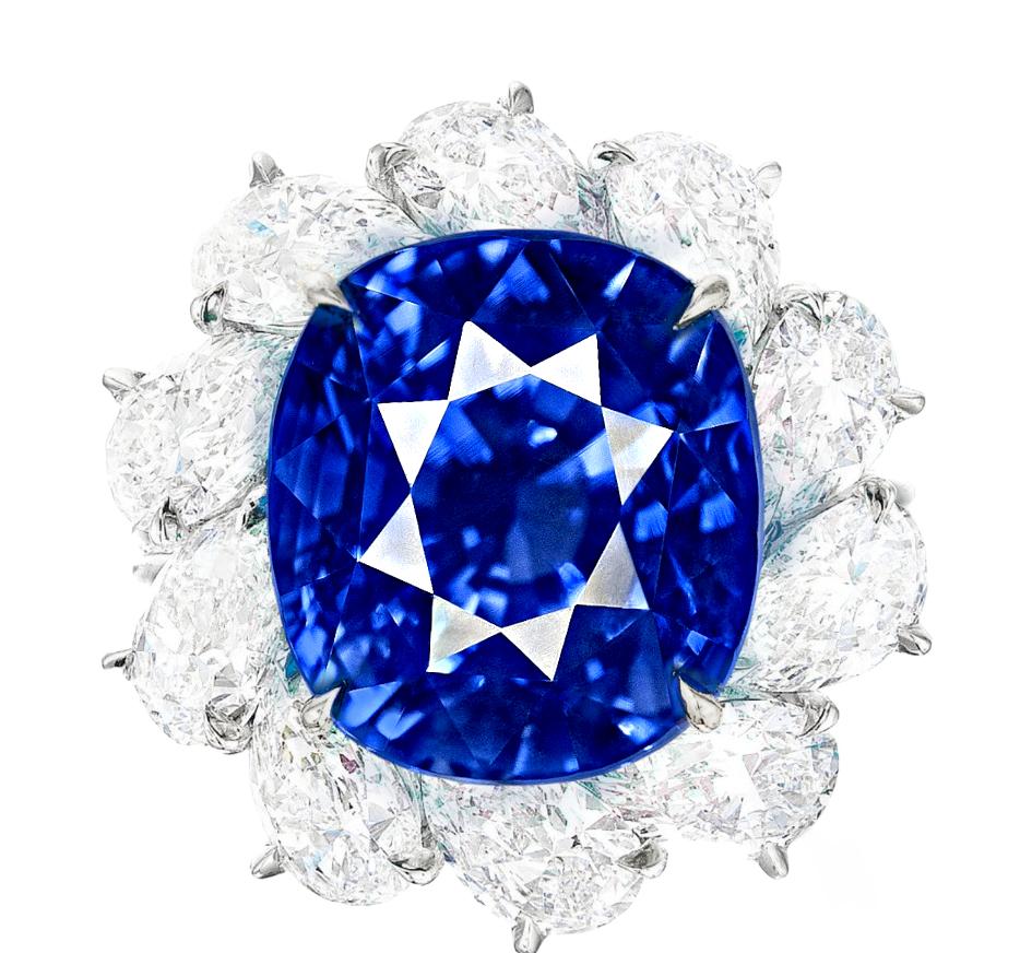 Exceptionnelle bague avec saphir bleu du Cachemire certifié GIA de 5,90 carats et diamants Neuf - En vente à Rome, IT