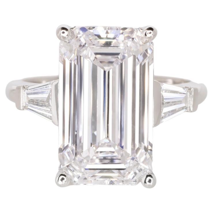 Exceptional GIA Certified 6 Carat Flawless Type 2A Emerald Cut Diamond Ring