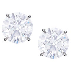 Exceptional GIA Certified 6 Carat Round Brilliant Cut Diamond Platinum Studs