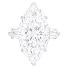 Exceptional GIA Certified 6.11 Carat Marquise Diamond Ring with tapered baguette