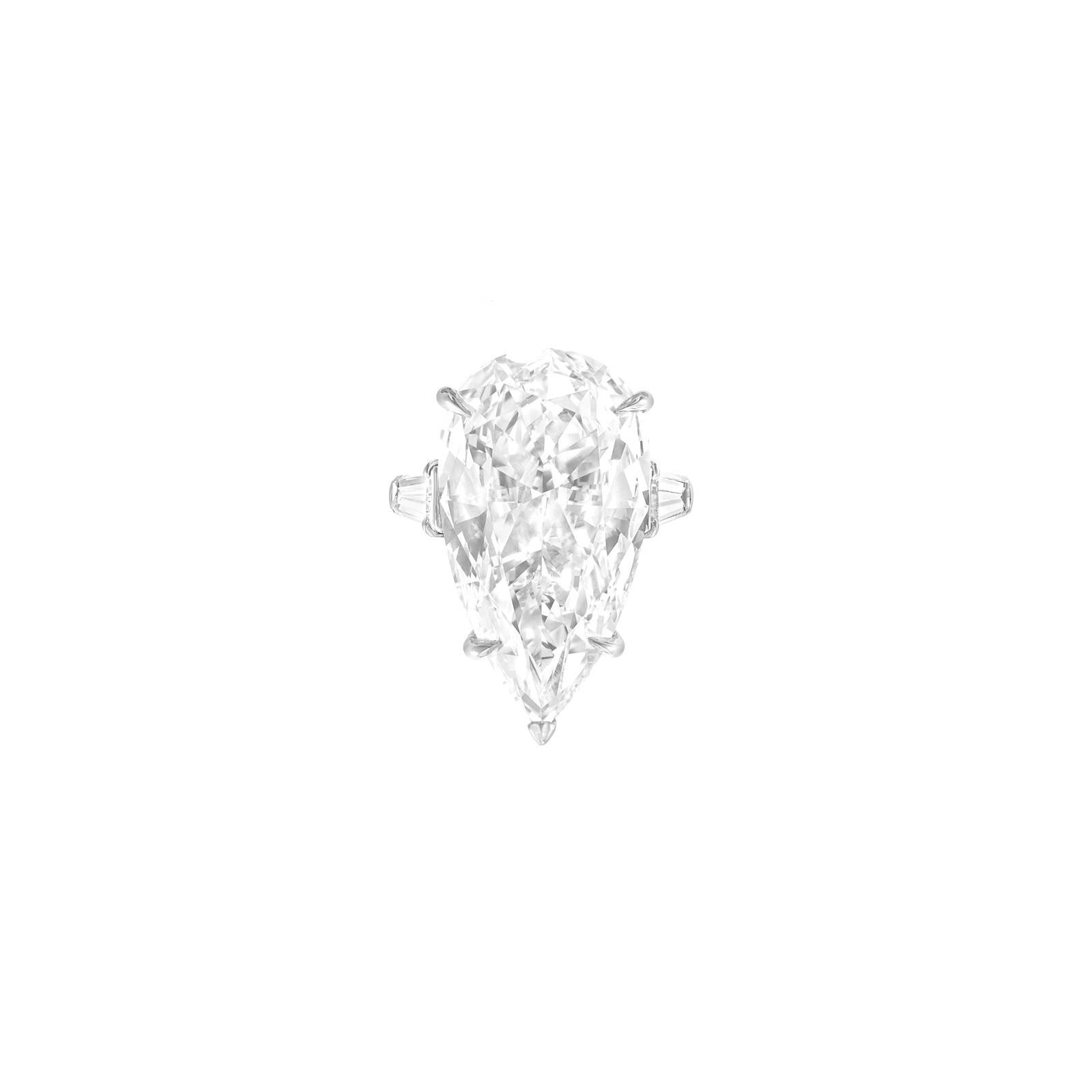 Contemporary EXCEPTIONAL GIA Certified 6.23 Carat Pear Cut Diamond Ring Type IIA D FLAWLESS For Sale