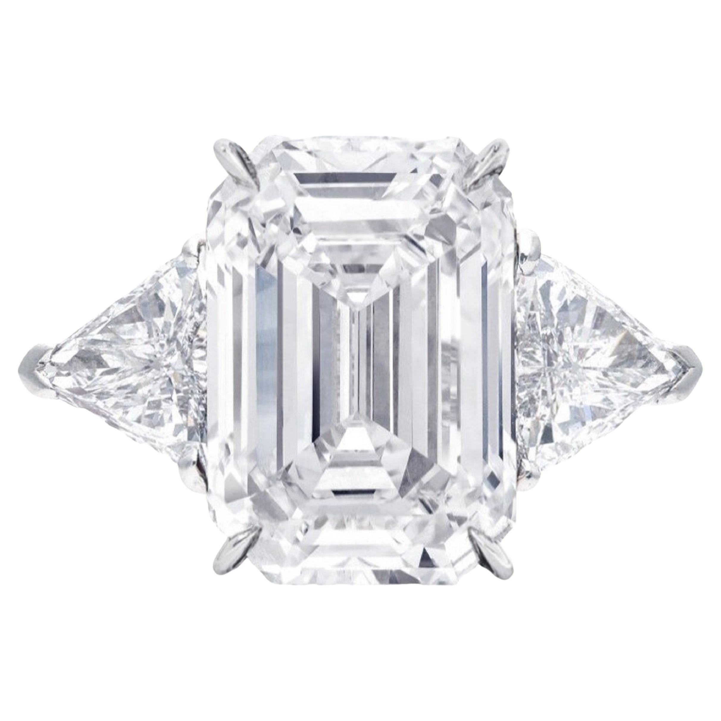 Exceptional GIA Certified 6 Carat Emerald Cut Diamond Ring