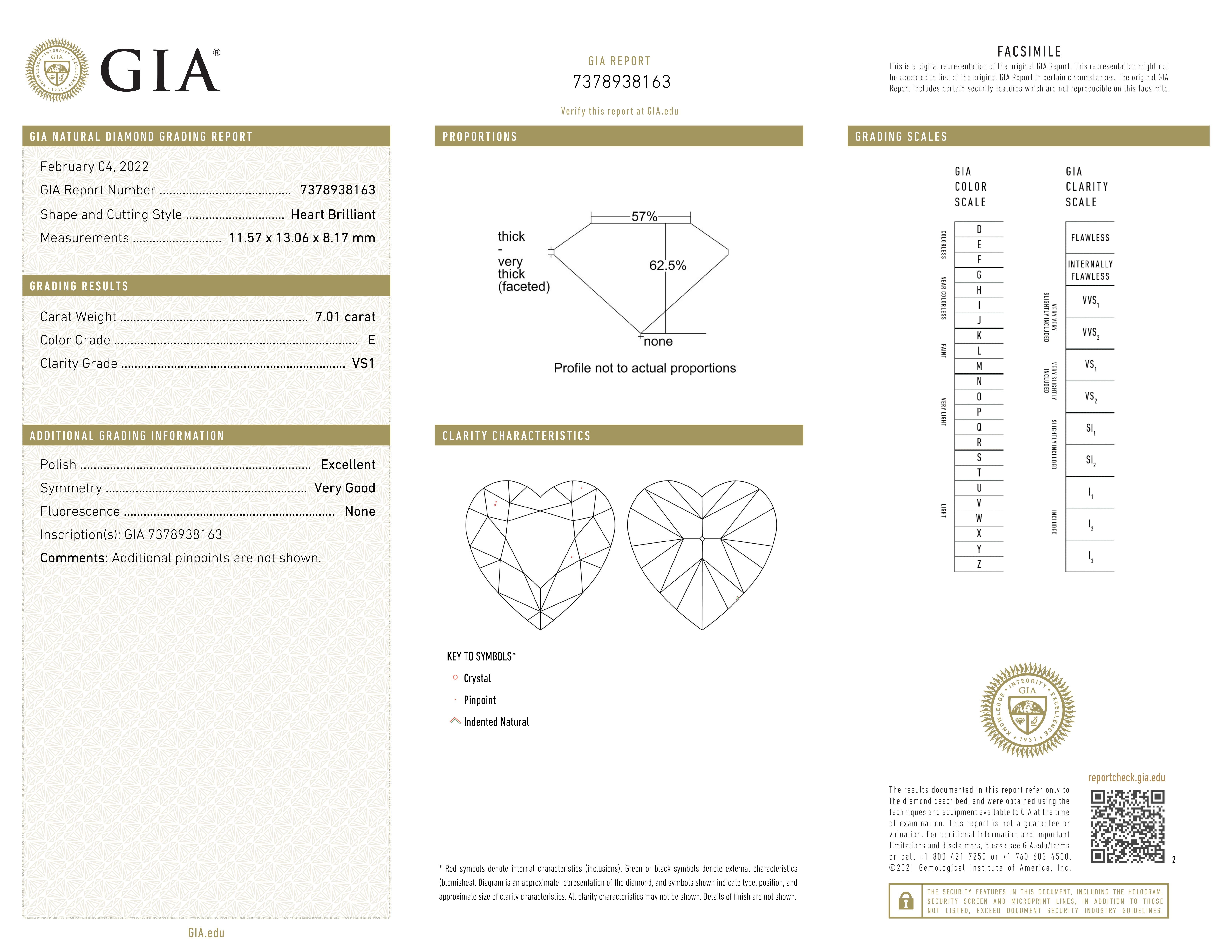 EXCEPTIONAL GIA Certified 7 Carat Heart Cut Diamond Platinum Ring In New Condition For Sale In Chicago, IL