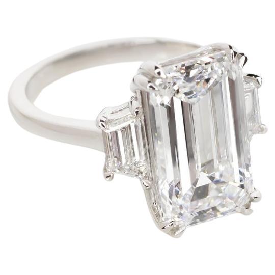 Contemporary EXCEPTIONAL GIA Certified 7.40 Carat Emerald Cut Diamond Ring FLAWLESS E COLOR For Sale